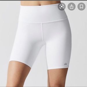 Alo Yoga High Waist White Biker Shorts